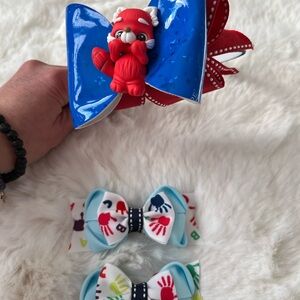 Handmade Colorful Bow Set with Red Panda Design